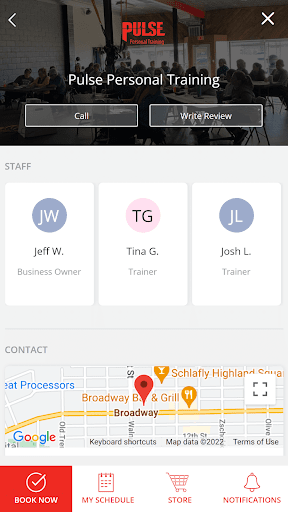 Android application Pulse Personal Training screenshort
