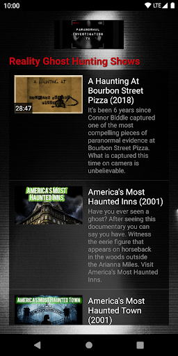 Android application Paranormal Investigation TV screenshort