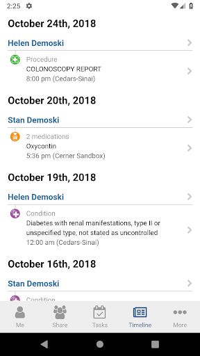 Screenshot of myFHR