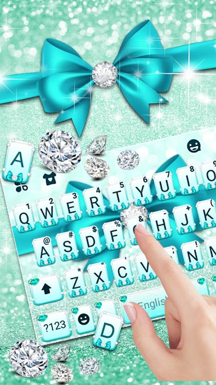 Cyan Diamond Bowknot Keyboard Screen 2