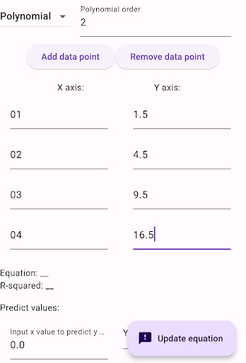 Android application Fitting curve Fit curve points screenshort