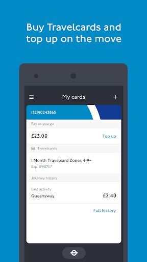 Screenshot of TfL Oyster and contactless