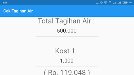 Android application Cek Tagihan Air screenshort