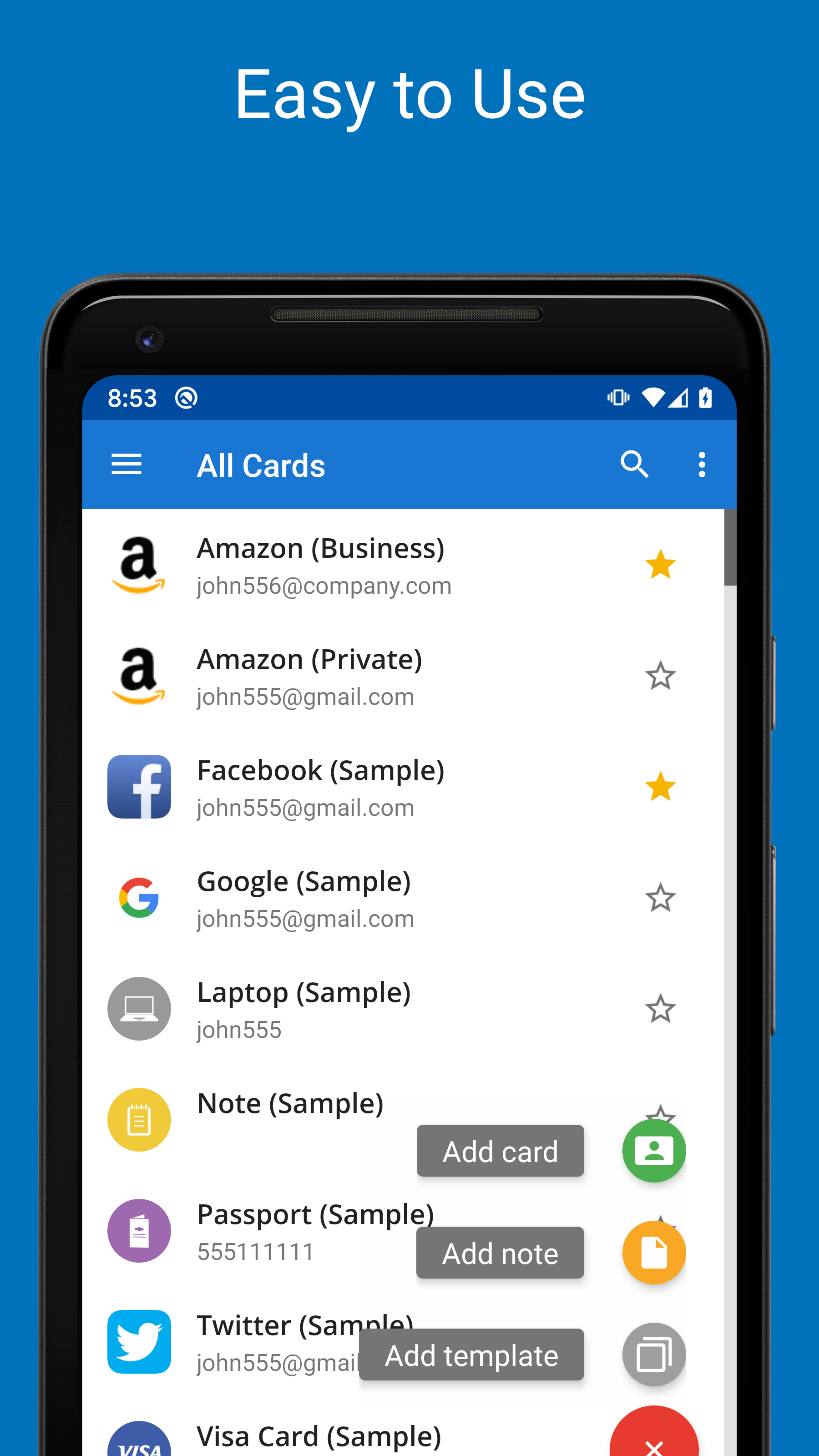 Android application Password Manager SafeInCloud ℗ screenshort
