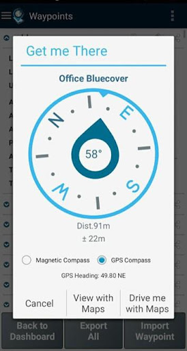 Screenshot of GPS Waypoints