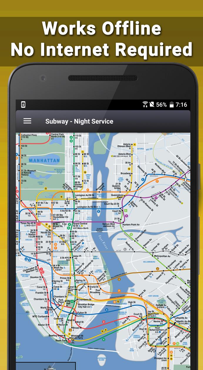 Android application NYC Subway Map with MTA Bus, LIRR & Metro North screenshort