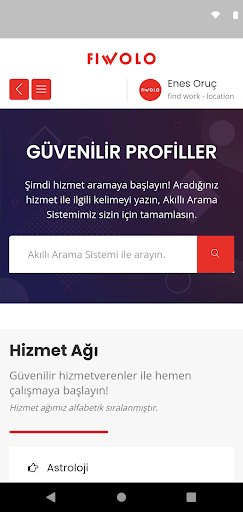 Android application Fiwolo Aradığınız Hizmet screenshort