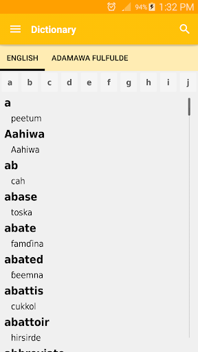 Android application English – Fulfulde Dictionary screenshort