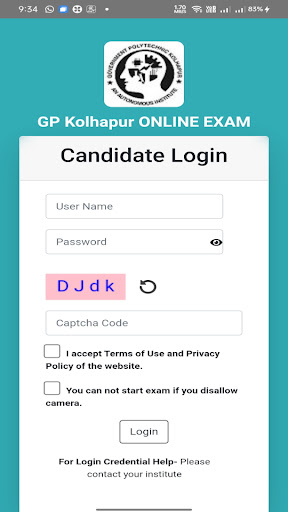 Android application GP Kolhapur Exam screenshort