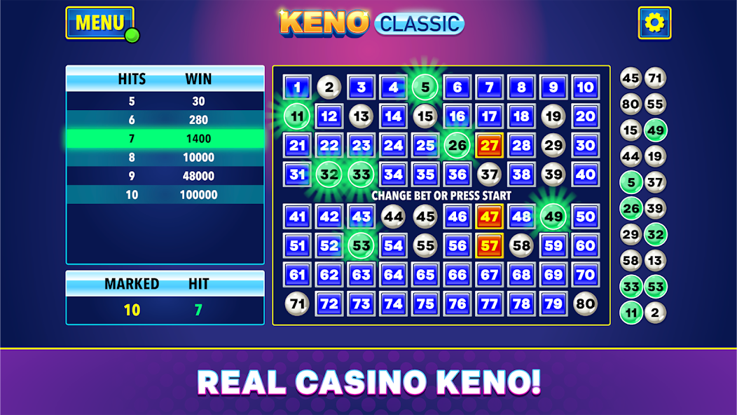 Jugar keno gratis