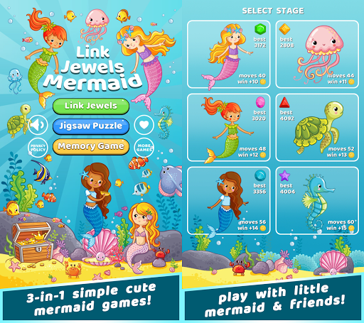 Android application Link Jewels Mermaid: Gems Game screenshort
