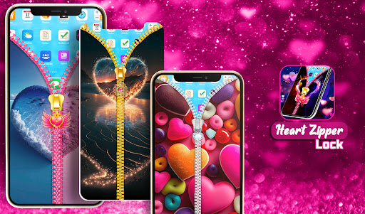 Android application Heart zipper screen lock screenshort