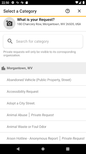 Screenshot of Morgantown 311