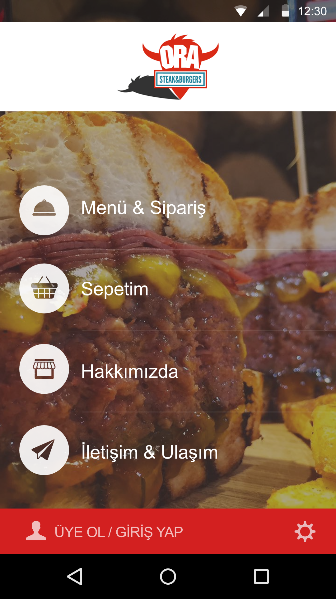 Android application Ora Steak & Burgers screenshort