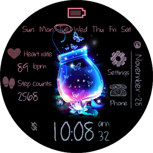 BFF41-Neon Art Wish glass bott logo