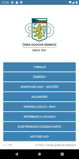 Android application Česká golfová federace screenshort
