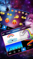 screenshot of Neon Wolf Galaxy Keyboard Them