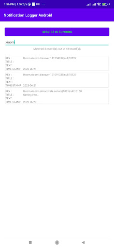 Android application Notification Logger screenshort