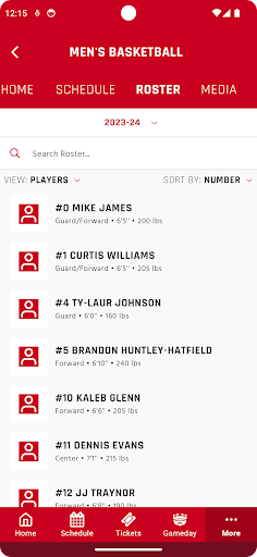 Screenshot of Louisville Cardinals