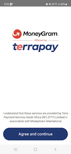 Android application MoneyGram South Africa screenshort