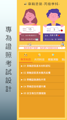 Android application 車輛塗裝.丙級技術士.檢定題庫 screenshort