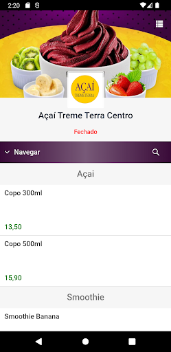 Android application Açaí Treme Terra Centro screenshort