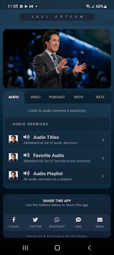 Android application BlueCast: Joel Osteen screenshort