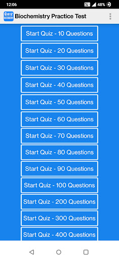 Android application Biochemistry Practice Quiz screenshort