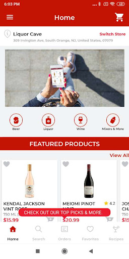 Android application Liquor Cave screenshort