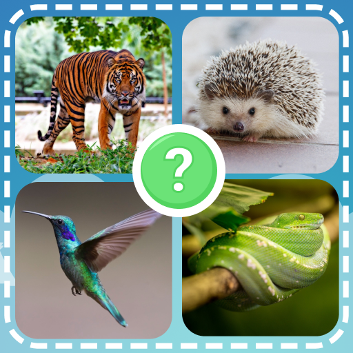 Animals quiz zoo: fish birds logo