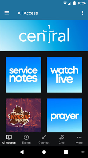 Android application CentralNow screenshort