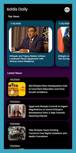 Android application Addis Daily screenshort