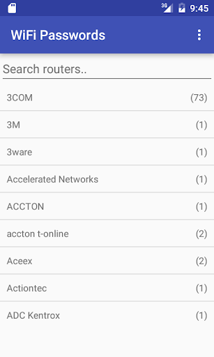 Screenshot of WiFi Router Default Password F