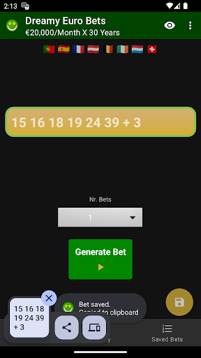 Dreamy Euro Bets Screen 2