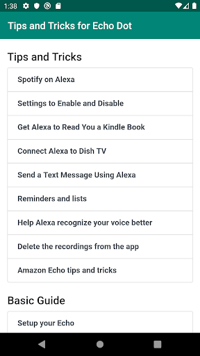 Android application Tips and Tricks for Echo Dot screenshort