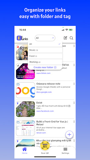 kLinks Bookmark Manager Screen 2