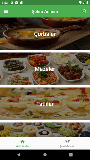 Android application Şefim Annem screenshort