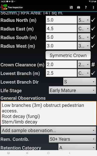 BS 5837 Survey (OTISS) Screen 3