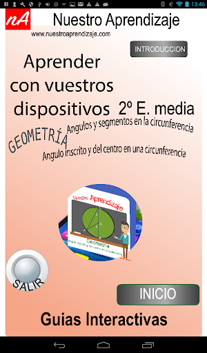 Android application Ángulos inscritos y del centro screenshort