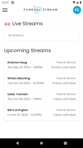 Android application Funeral Stream screenshort