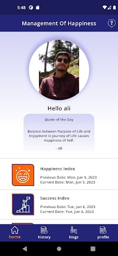 Management of Happiness Screen 2