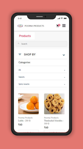 Android application Poorna Products screenshort