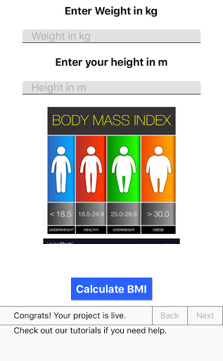 BMI & WATER CONSUME CALCULATOR Screen 3