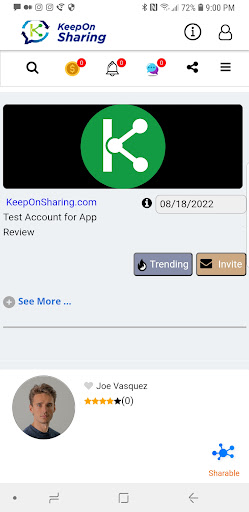 Android application Keep On Sharing screenshort