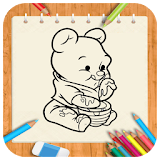 Draw cartoon Poohbear icon
