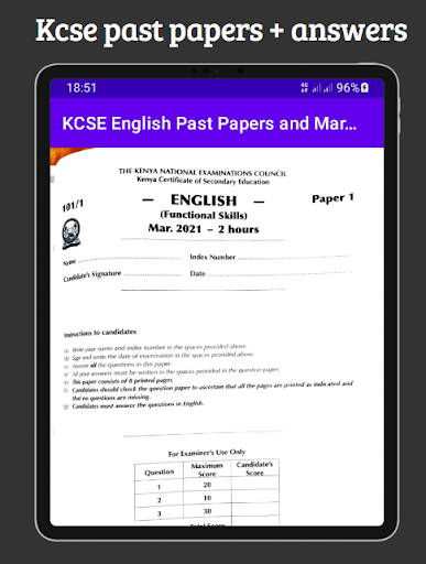 English Kcse past papers. Screen 3