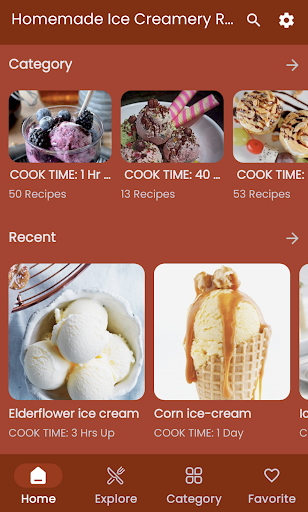 Android application Homemade Ice Creamery Recipes screenshort