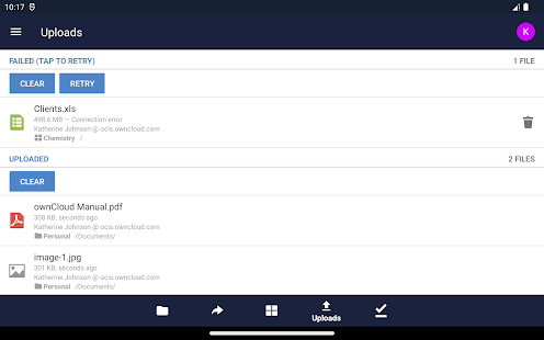 ownCloud स्क्रीनशॉट