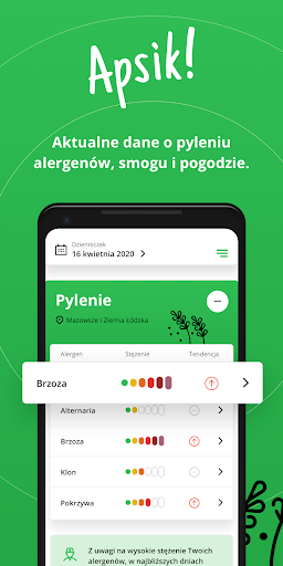 Android application Apsik! aplikacja dla alergików screenshort