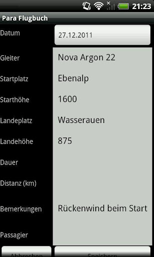 Para Flightlog Screen 2